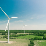 Wind turbines on a field