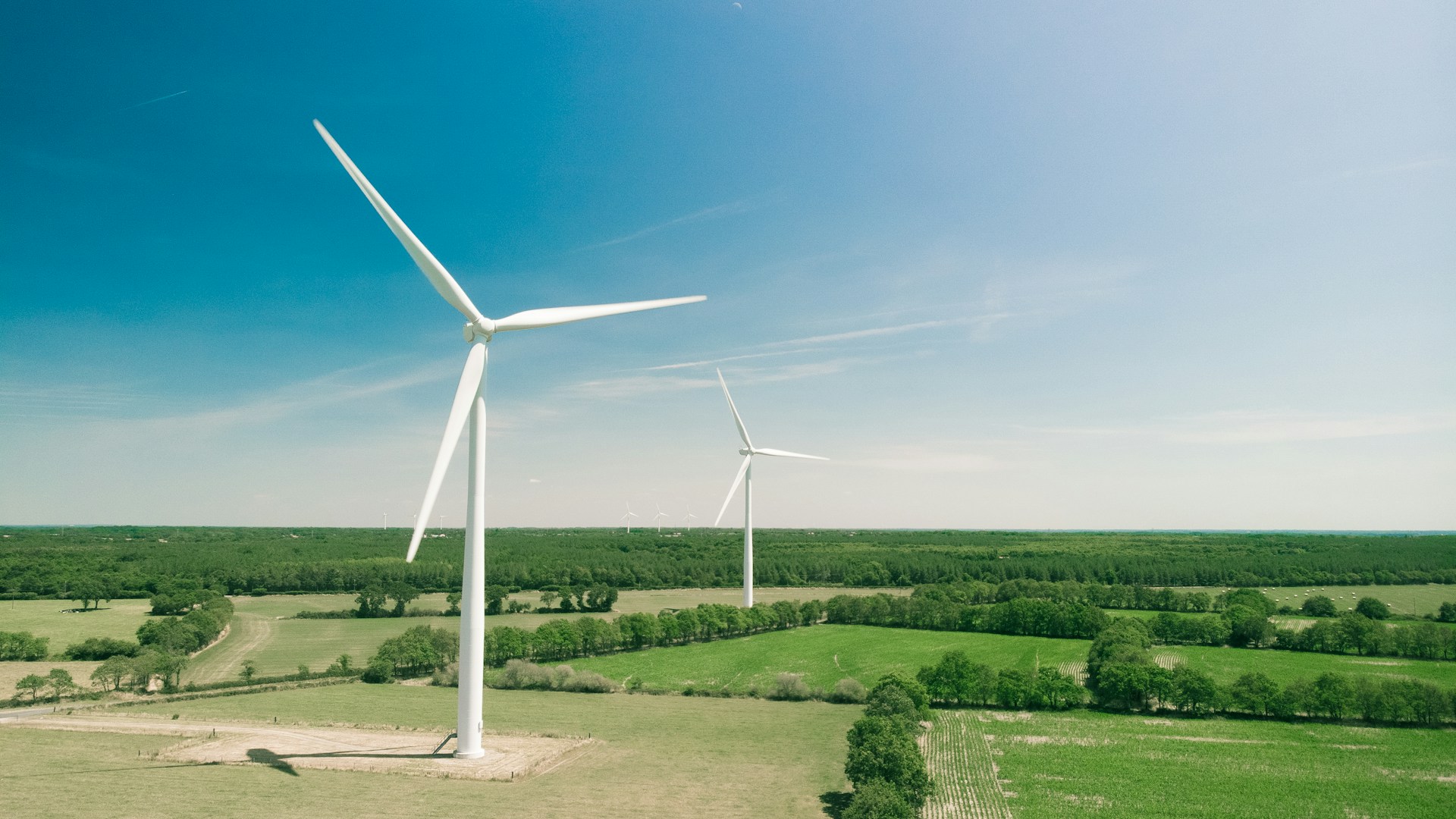 Wind turbines on a field